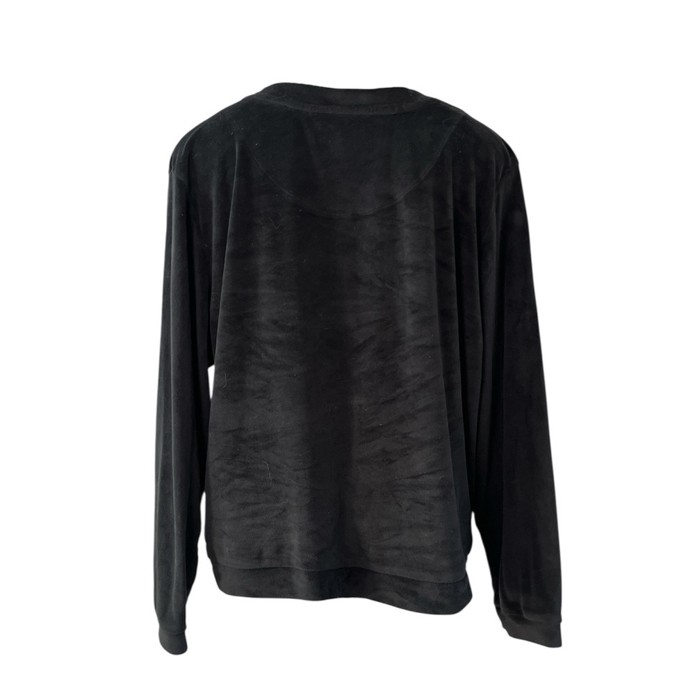Juicy Couture Black Velour Bedazzled Lounge Top Long Sleeve XL Y2K - Picture 4 of 9